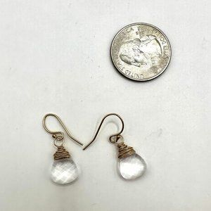 Gold Coil Wrap Clear Crystal Earrings